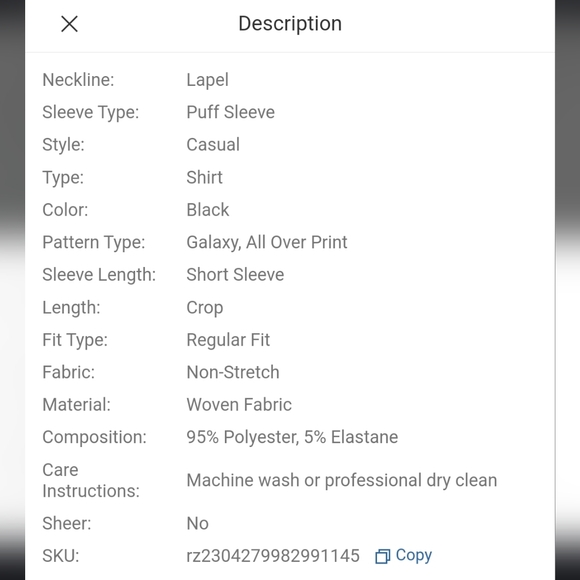 ROMWE Academia Moon & Star Print Button Front Crop Shirt - Picture 7 of 7